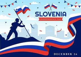 Slowenien Unabhängigkeit Tag Vektor Illustration auf 26 Dezember mit winken Flagge Hintergrund Design im National Einheit Urlaub Feier eben Karikatur