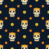 dia de Muertos nahtlos Muster Illustration mit Tag von das tot und Skelett Element im Mexikaner Design vektor