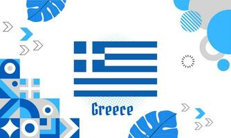 Griechenland National Tag Banner zum Unabhängigkeit Tag Jubiläum. Flagge von Griechenland mit modern geometrisch retro abstrakt Design. Blau und Weiß Farben Konzept. vektor
