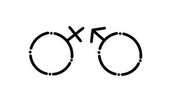 manlig och kvinna gen symboler i prickad linje stil2 vektor