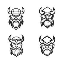 Wikinger Kopf mit Hut, Matrose Emblem Logo Design Illustration im modisch Linie Maskottchen Stil vektor