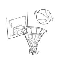 basketboll styrelse med ring netto och basketboll boll. hand dragen vektor illustration