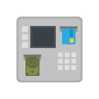 isolerad bankomat med bill och kreditkort vektordesign vektor