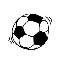 fotboll ikon skiss eller fotboll boll teckning i klotter stil. ritad för hand i svartvit. sport vektor stunder för turnering