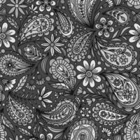 dunkel grau Vektor nahtlos Hintergrund mit grau Blumen- Paisley Ornament