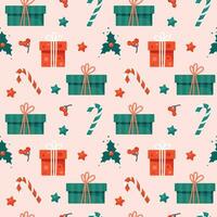 Weihnachten nahtlos Muster mit Geschenke und Stock vektor