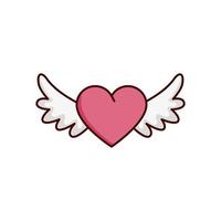 Valentinstag Herz mit Flügeln isolierte Symbol vektor