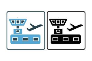 Flughafen Symbol. Flugzeug. Symbol verbunden zu Flughafen. geeignet zum Netz Seite? ˅ Design, Anwendung, Benutzer Schnittstellen, druckbar usw. solide Symbol Stil. einfach Vektor Design editierbar