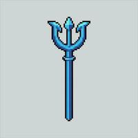 Pixel Kunst Illustration Dreizack. pixelig Dreizack. Ozean Neptun Poseidon Dreizack Symbol pixelig zum das Pixel Kunst Spiel und Symbol zum Webseite und Video Spiel. alt Schule retro. vektor