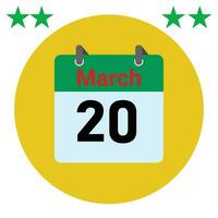 Mars 20 dagligen kalender ikon vektor