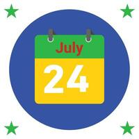 Juli 24 Täglich Kalender Symbol vektor