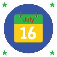 16. Juli Täglich Kalender Symbol vektor