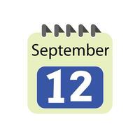 September 12 Täglich Kalender Symbol vektor