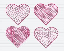 handritad doodle hjärtan set gratis vektor