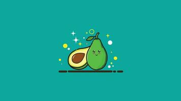 vektor ikon design för söt avokado, tecknad serie pokat, söt karaktär pokat