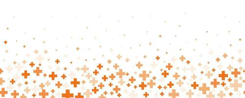 medizinisch Kreuz und Plus Hintergrund. abstrakt Orange Hintergrund zum Krankenhaus und Apotheke. geometrisch Formen Ornament auf Grenze. Vektor Hintergrund