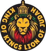 König von Könige. Löwe von Juda. Rastafari Reggae Symbol. Vektor Illustration.