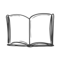 bok ikon. enkel översikt teckning av stängd och öppnad böcker, klotter. vektor hand dragen illustration i svart och vit. isolerat på vit bakgrund