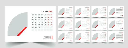 skrivbord kalender mall 2024 vektor