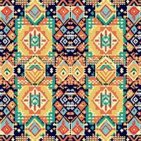 geometrisch ethnisch Muster, Kreuz Stich, Pixel Muster, Design zum Kleidung, Stoff, Hintergrund, Hintergrund, Verpackung, Batik, Strickwaren, Stickerei Stil, aztekisch geometrisch Kunst Ornament drucken vektor