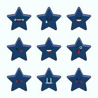 Blau Star Emoticons Symbol Satz. vektor