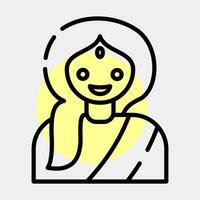 ikon indisk flicka. diwali firande element. ikoner i Färg fläck stil. Bra för grafik, affischer, logotyp, dekoration, infografik, etc. vektor