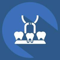 ikon tand extra. relaterad till tandläkare symbol. lång skugga stil. enkel design redigerbar. enkel illustration vektor
