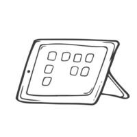 Gekritzel von Digital Tablette - - schwarz und Weiß Illustration. Hand gezeichnet Gekritzel Vektor Illustration.