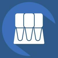 ikon framtand. relaterad till tandläkare symbol. lång skugga stil. enkel design redigerbar. enkel illustration vektor