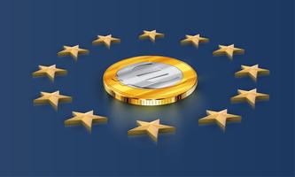 Flaggensterne der Europäischen Union und Geld (Euro), Vektor