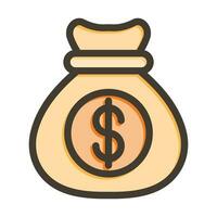 Geld Tasche Vektor dick Linie gefüllt Farben Symbol zum persönlich und kommerziell verwenden.