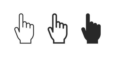 Finger Vektor Symbol. Hand Maus Mauszeiger Symbol Satz. Computer Zeiger unterzeichnen. Illustration isoliert zum Grafik und Netz Design.