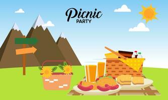 Picknick Party Feier Szene Illustration vektor