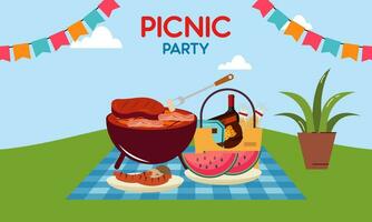 picknick fest firande scen illustration vektor