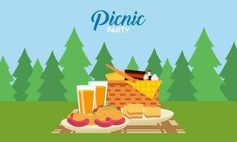 Picknick Party Feier Szene Illustration vektor