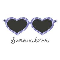 blå solglasögon i form av hjärta med bokstäver prase sommarälskare vektor