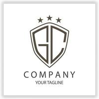 gc logotyp monogram med skydda form isolerat svart färger på översikt design mall premie elegant mall vektor eps 10
