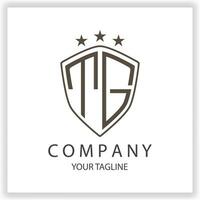 tg Logo Monogramm mit Schild gestalten isoliert schwarz Farben auf Gliederung Design Vorlage Prämie elegant Vorlage Vektor eps 10