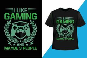jag tycka om gaming och kanske 3 människor, gaming t skjorta design vektor