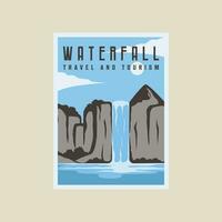vattenfall affisch vektor illustration mall grafisk design. skön anlagd i natur baner och tecken för resa och turism företag begrepp