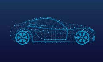 abstrakt bil på en blå bakgrund. polygonal trådmodell illustration vektor