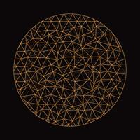 geometrisch Kreis Muster und abstrakt Kugel im golden Farben auf ein schwarz Hintergrund Vektor Illustration.