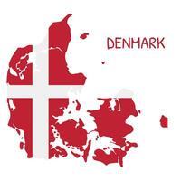 Dänemark National Flagge geformt wie Land Karte vektor