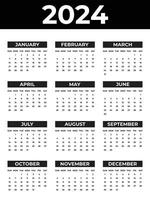 monatlich Kalender Vorlage zum 2024 Woche beginnt auf Sonntag vektor