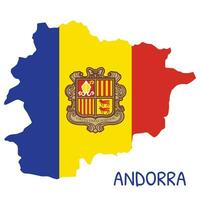 Andorra National Flagge geformt wie Land Karte vektor