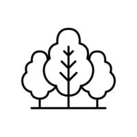 Wald Baum Symbol. einfach Gliederung Stil. Natur Wald Landschaft, draussen, Eiche, Stamm, Pflanze Konzept. dünn Linie Symbol. Vektor Illustration isoliert.