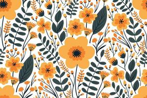 sömlös mönster med hand dragen blommor. dekorativ bakgrund för tyg, textilier, omslag papper, kort, inbjudningar, tapet, och webb design. vektor