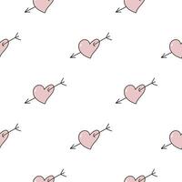 Vektor süß Hand gezeichnet nahtlos Muster mit Rosa Herzen und Pfeile
