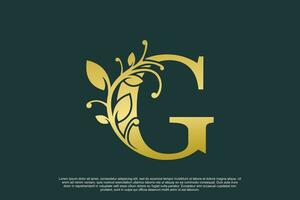 gyllene elegant logotyp design med brev g första begrepp vektor