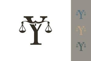 Gerechtigkeit Gesetz Logo mit Brief y Logo Design Konzept vektor